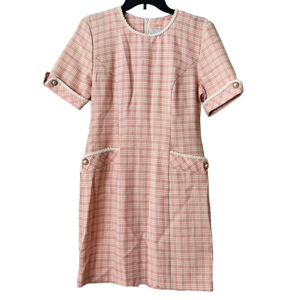 Vintage Scarlett Pink Plaid Short Sleeve Dress 5-6